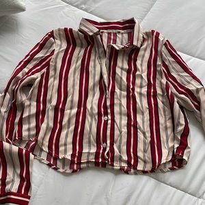 Stripped crop top button up size s